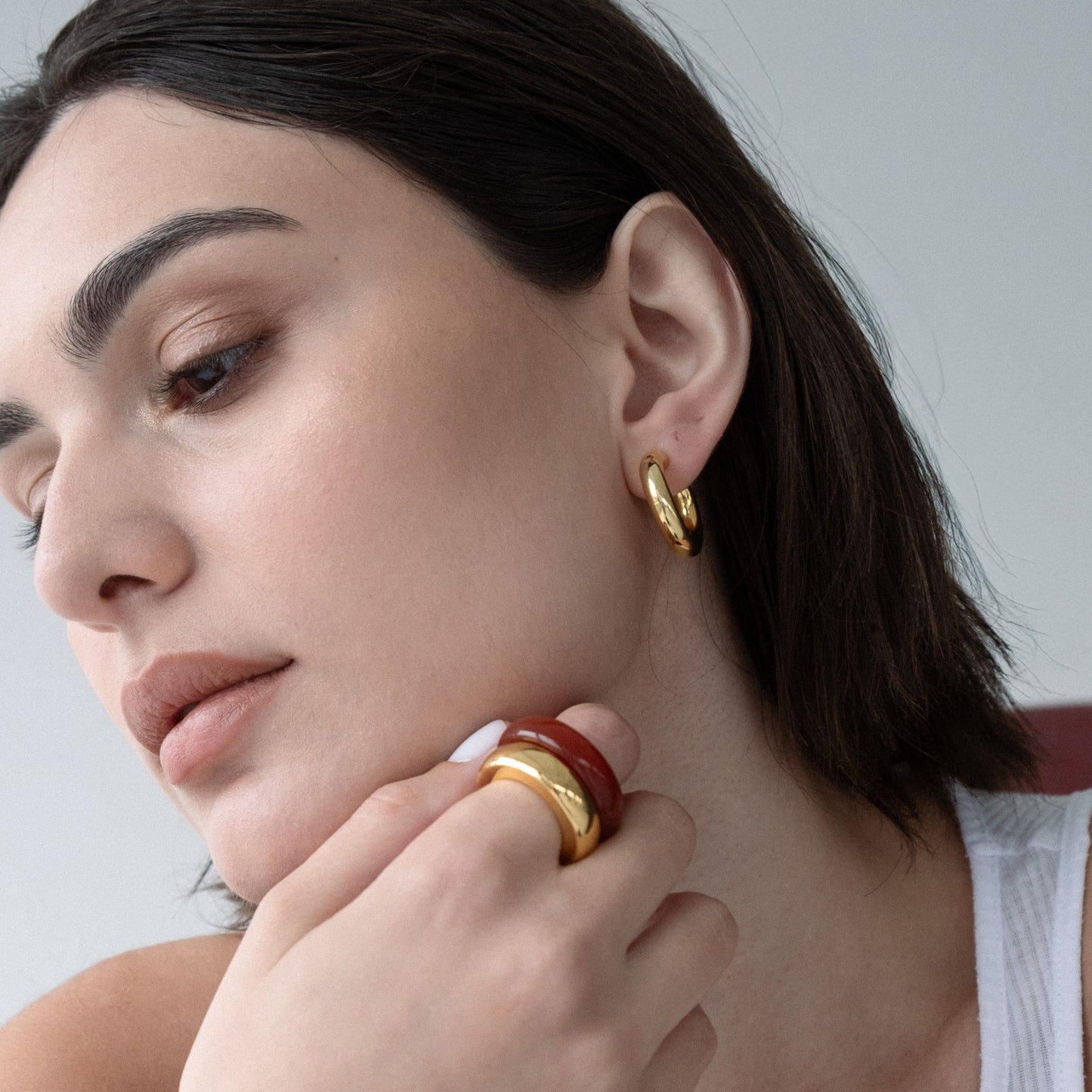 The Ring: red agate & gold